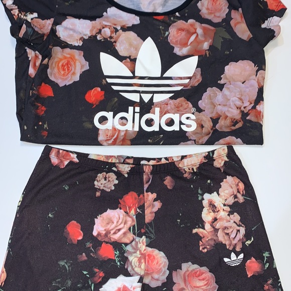 Adidas rose floral top and leggings - Picture 3 of 6